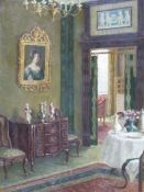 RAU?, A ROOM INTERIOR, OIL ON CANVAS, SIGNED LOWER RIGHT AND DATED 1916. 72.5 x 54cms.