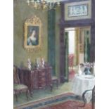 RAU?, A ROOM INTERIOR, OIL ON CANVAS, SIGNED LOWER RIGHT AND DATED 1916. 72.5 x 54cms.