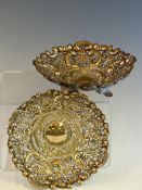 A PAIR OF CHINESE SILVER SWEETMEAT DISHES BY WANG HING, PIERCED AND CAST WITH DRAGON AND BAMBOO