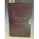 A JAMES BUCHANAN & COMPANY LIMITED AGENDA BOOK FOR 1911-16 WITH ENTRIES IN INK, THE BOOK SUPPLIED BY