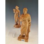 A TERRACOTTA FIGURE A MAN, POSSIBLY SOPHOCLES. H 30cms. TOGETHER WITH A TERRACOTTA VENUS NAKED