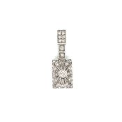 A 9ct HALLMARKED WHITE GOLD ART DECO STYLE DIAMOND PENDANT. LENGTH 2.8cms. WEIGHT 2.67grms.