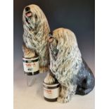 TWO BESWICK POTTERY DULUX OLD ENGLISH SHEEP DOG FIGURES. H 32cms.