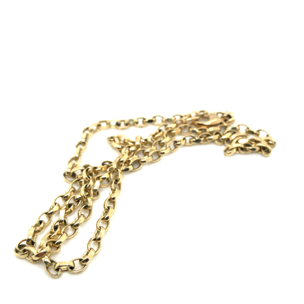 A 9ct HALLMARKED GOLD DIAMOND CUT BELCHER CHAIN. LENGTH 46cms. WEIGHT 9.70grms. - Image 2 of 2