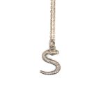 A THEO FENNELL ALIAS INITIAL BLACK MAMBA SNAKE PENDANT. INITIAL S. CHAIN LENGTH 46cms.