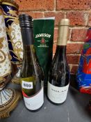 WHISKY AND WINE: A BOXED BOTTLE OF JAMESON WHISKY, A 2018 BOTTLE OF SOLARCE RIOJA AND A 2020
