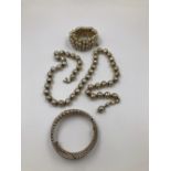 MIRIAM HASKELL SIGNED LARGE CHAMPAGNE BAROQUE PEARL NECKLACE, TOGETHER WITH A PEARL EXPANDING