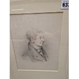 ENGLISH SCHOOL, PORTRAIT OF E W COOKE, PENCIL, INSCRIBED E W COOKE ON HIS JACKET LAPEL. 23 x 17.