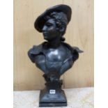 AFTER M. DUTRION, A COPPER COATED BUST OF LA CANOTIERE, SHE WEARS A BERET AND HAS ANCHORS ON HER