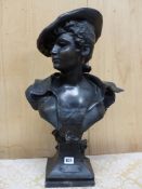 AFTER M. DUTRION, A COPPER COATED BUST OF LA CANOTIERE, SHE WEARS A BERET AND HAS ANCHORS ON HER