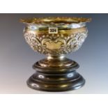 A MILITARY INSCRIBED SILVER TROPHY ROSE BOWL BY ATKIN BROTHERS, SHEFFIELD 1897, EMBOSSED WITH