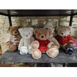 FIVE HARRODS CHRISTMAS BEARS: SEBASTIAN FOR 2013, BENEDICT FOR 2015, HUGH FOR 2016, OLIVER FOR