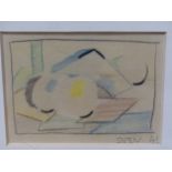 SVEN BERLIN ( BRITISH 1911-1999) ARR- AN ABSTRACT STUDY- COLOURED PENCIL AND GRAPHITE. SIGNED "