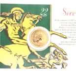 A 22ct GOLD BULLION FULL SOVEREIGN COIN, DATED 2001.