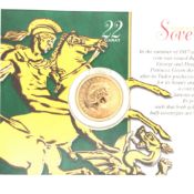 A 22ct GOLD BULLION FULL SOVEREIGN COIN, DATED 2001.