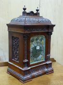 WEST & SON, DUBLIN, A CARVED MAHOGANY BRACKET CLOCK WITH BRACKET, THE MOVEMENT CHIMING ON EIGHT