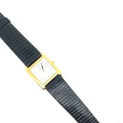 AN AUDEMARS PIGUET WRIST WATCH, WITH BLACK LEATHER STRAP, AND ORIGINAL BUCKLE. THE BUCKLE STAMPED