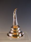 A SILVER WINE FUNNEL BY EMES AND BARNARD, LONDON 1814, A SHELL HOOK TO ONE SIDE BELOW THE