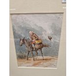 SIR ROBERT FRANKLAND-RUSSELL ( 1784-1849), A WINDSWEPT HORSEMAN GOING TO MARKET, WATERCOLOUR,
