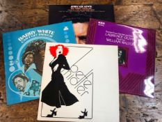 A BOX OF VARIOUS RECORDS, MOSTLY CLASSICAL AND SPOKEN WORD, SOME SOUNDTRACKS AND SOUL MUSIC.