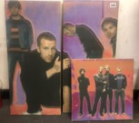 SET OF 3 COLDPLAY ART PRINTS ON CANVAS, 2 x 30 x 65 cm AND THE OTHER 35 x 35 cm
