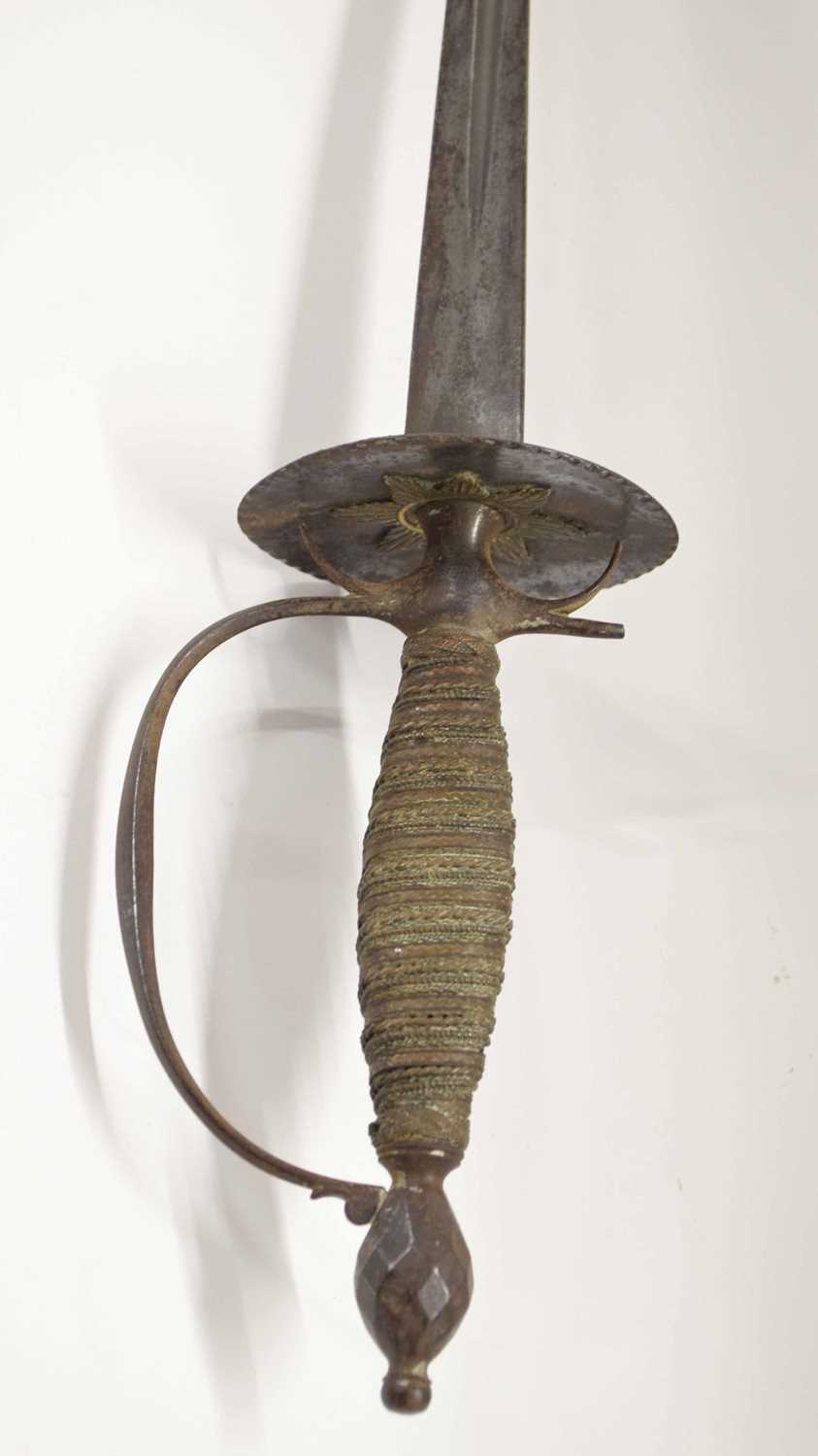 Possible 17th/18th century civilian dress small sword with triangular fulled blade, with copper wire - Image 3 of 4