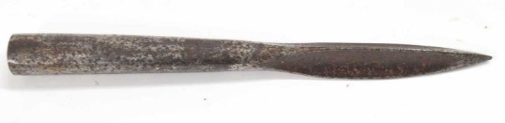Late 19th century, possibly early 20th century, metal triangular bladed lance's spearhead (a/f -