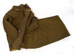 Set of battle dress 1949 pattern to include blouse dated 1952, size 8, badged up to 11th Armoured