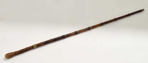 Late 19th century bamboo sword stick, blade 31cm long, overall length 90cm