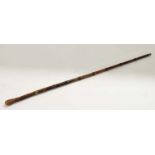 Late 19th century bamboo sword stick, blade 31cm long, overall length 90cm