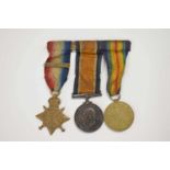 First World War British medal trio group comprising 1914 Mons Star with 5th Aug-22nd Nov clasp,