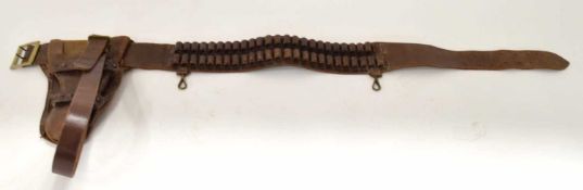 Possible Boer War/early 20th century leather pistol belt and holster