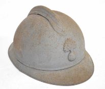 French M15 pattern Army helmet with RF infantry badge to front, and a comb on top (a/f), rust and