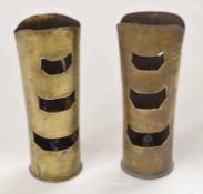 Pair of WWI trench art shells '1916, 1917, 1918, Arras, Ypres', (2)