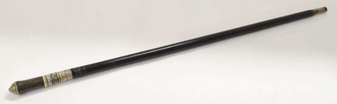 Late 19th/early 20th century Indian ebonised sword stick with ivory/bone inlay and metal lion head