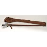 British George V 1897 pattern infantry Officer's sword with brown leather covered scabbard and sword