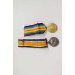 First World War British medal pair comprising 1914-18 War medal, and 1914-19 Victory medal,