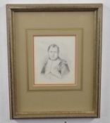 19th century framed pencil drawing of Napoleon Bonaparte, signed and dated bottom right 'E. W. K.