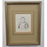19th century framed pencil drawing of Napoleon Bonaparte, signed and dated bottom right 'E. W. K.