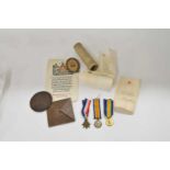 First World War British casualty trio medal group comprising 1914-15 Star, 1914-18 War medal and