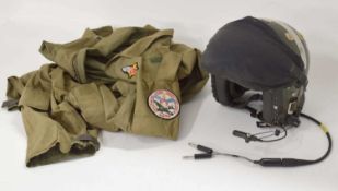 RAF 20th/21st century Mk III C pilot flying helmet, ball dome, together with flight suit, overalls