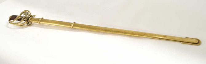 1845 pattern British infantry sword with VR cipher to handguard, with brown leather handle and brass