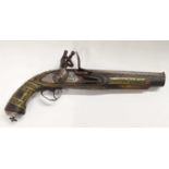 Early to mid-19th century East India Company flintlock pistol, captured and decorated in Indian