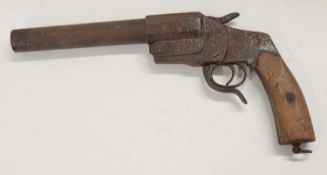 WWI German M1894 Hebel flare pistol (a/f), hammer broken and rusted shut