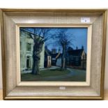 Late 20th / Early 21st Century, unidentified street scene light by moonlight, oil on board,