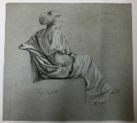 Manner of Thomas Hudson (British, 18th Century), Two separate studies of a seated woman wearing