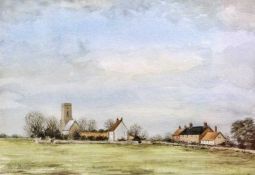 Guy Busby (British, 20th Century), A Norfolk Village, watercolour on paper, signed. Framed and