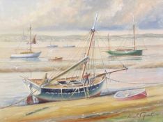 Kenneth Grant (British, 20th Century), 'Pamela' at Leigh-on-Sea, oil on canvas, signed, 11x15ins.
