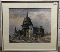 Francis Ives Naylor (British, 20th Century), Capriccio of St Paul's, London. Watercolour, signed.