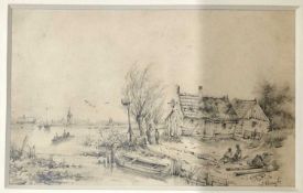 Joseph Thors (Dutch, 19th Century) Two sketches depicting rural scenes, signed and mounted.